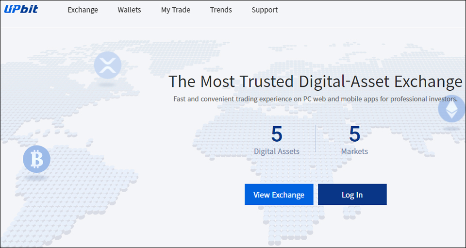 5종의 디지털 자산으로 영업 중인 업비트 태국 / 이미지=업비트 태국 홈페이지 갈무리