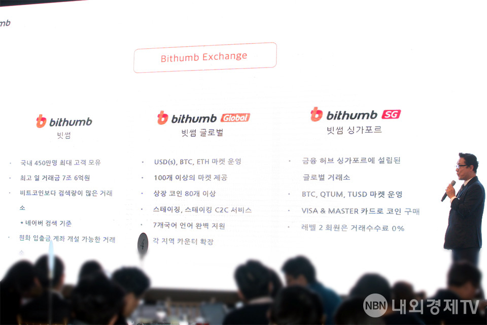 2019년 11월 빗썸 패밀리 데이서 언급된 빗썸 글로벌 / 사진=내외경제TV DB