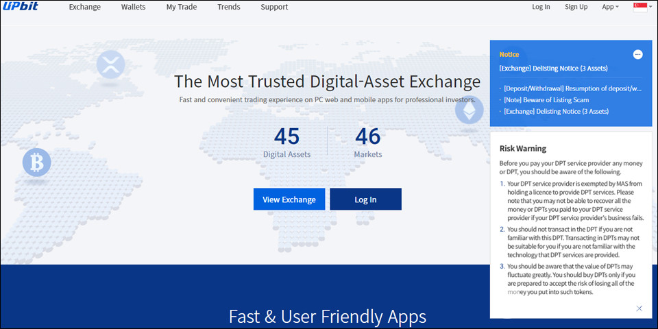 이미지=업비트 싱가포르 홈페이지 갈무리