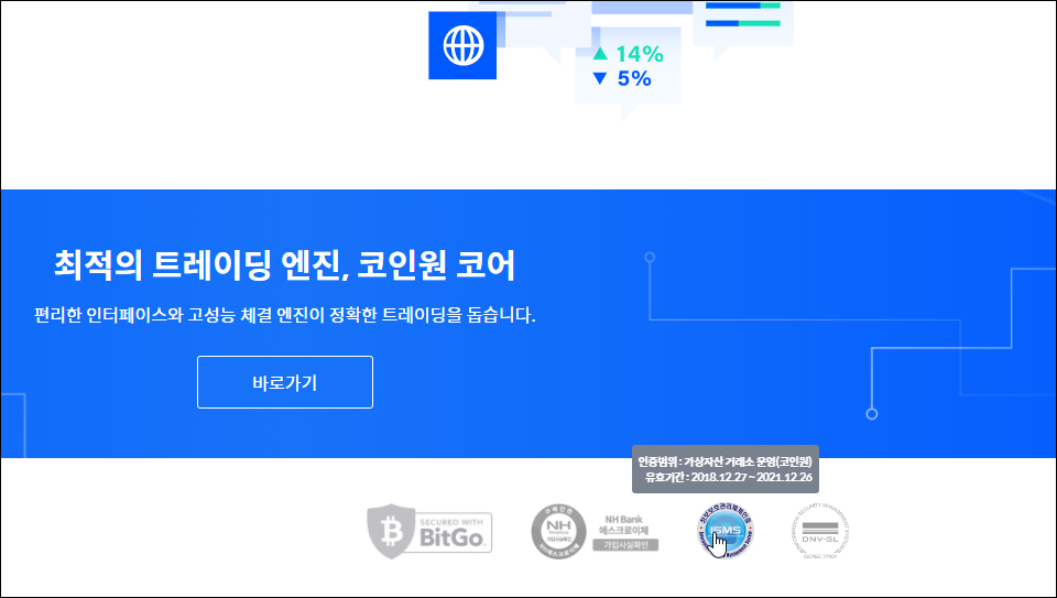 코인원은 정보보호 및 개인정보보호 관리체계 인증 등에 관한 고시에 따라 인증범위와 유효기간을 올바르게 표기했다. / 이미지=코인원 갈무리