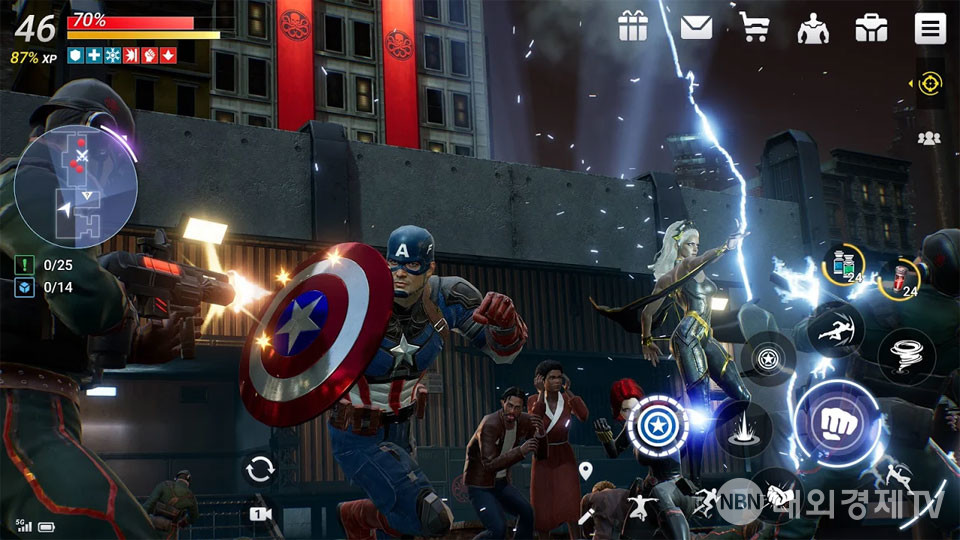 캡틴 아메리카가 등장하는 게임 플레이 화면 / 자료=넷마블
