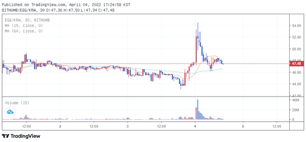 빗썸 원화마켓에서 거래중인 네스트리(EGG) / 자료=빗썸
