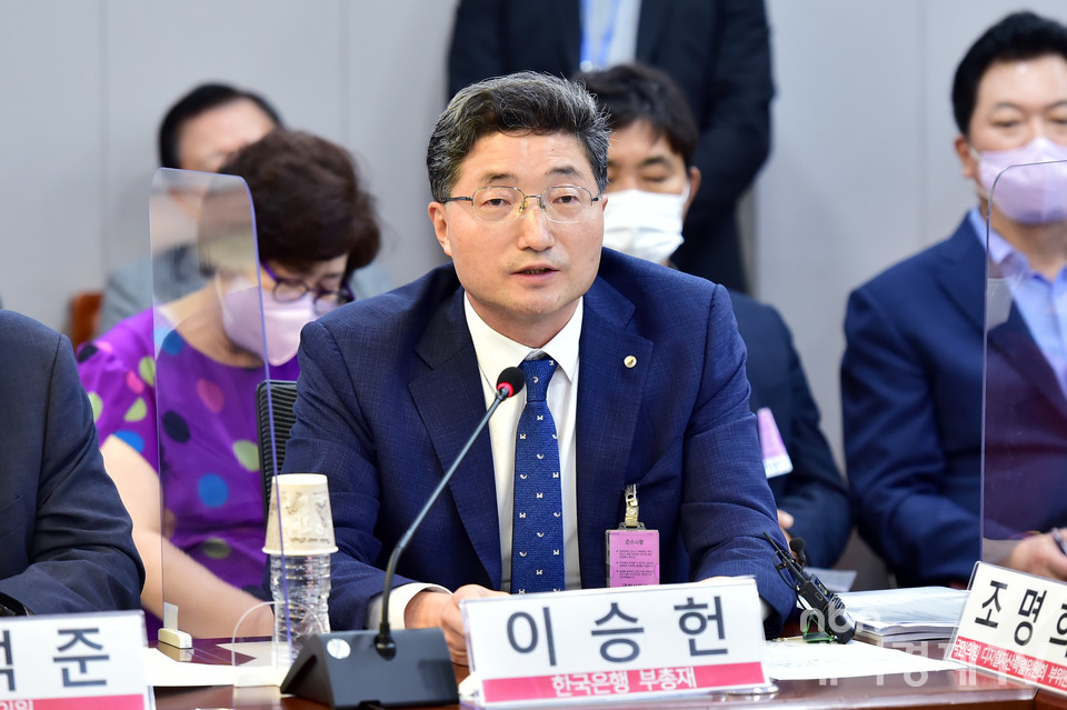 간담회에 참석한 이승현 한국은행 부총재가 발언하고 있다.