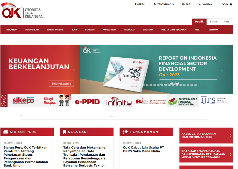 금융감독청(OJK, Otoritas Jasa Keuangan) / 이미지=금융감독청 홈페이지 갈무리