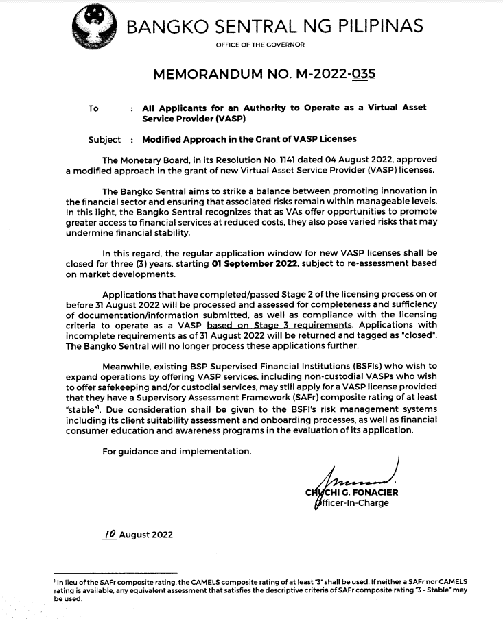 필리핀 중앙은행(Bangko Sentral ng Pilipinas)은 이전부터 불법 거래소를 향한 경고 메시지를 공표한 바 있다. / 자료=필리핀 중앙은행