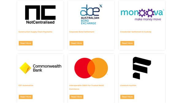 CBDC 파일럿에 참여한 기업과 테스트 항목 / 자료=RBA