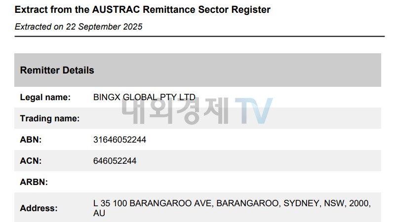 BingX의 라이센스는 확인되지만, 스텔라 익스체인지는 없다. / 자료=AUSTRAC