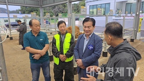 사진 : 전라남도지사 출마를 선언한 주철현 더불어민주당 국회의원이 13일 순천시 축협가축시장을 방문했다. / 내외경제TV DB